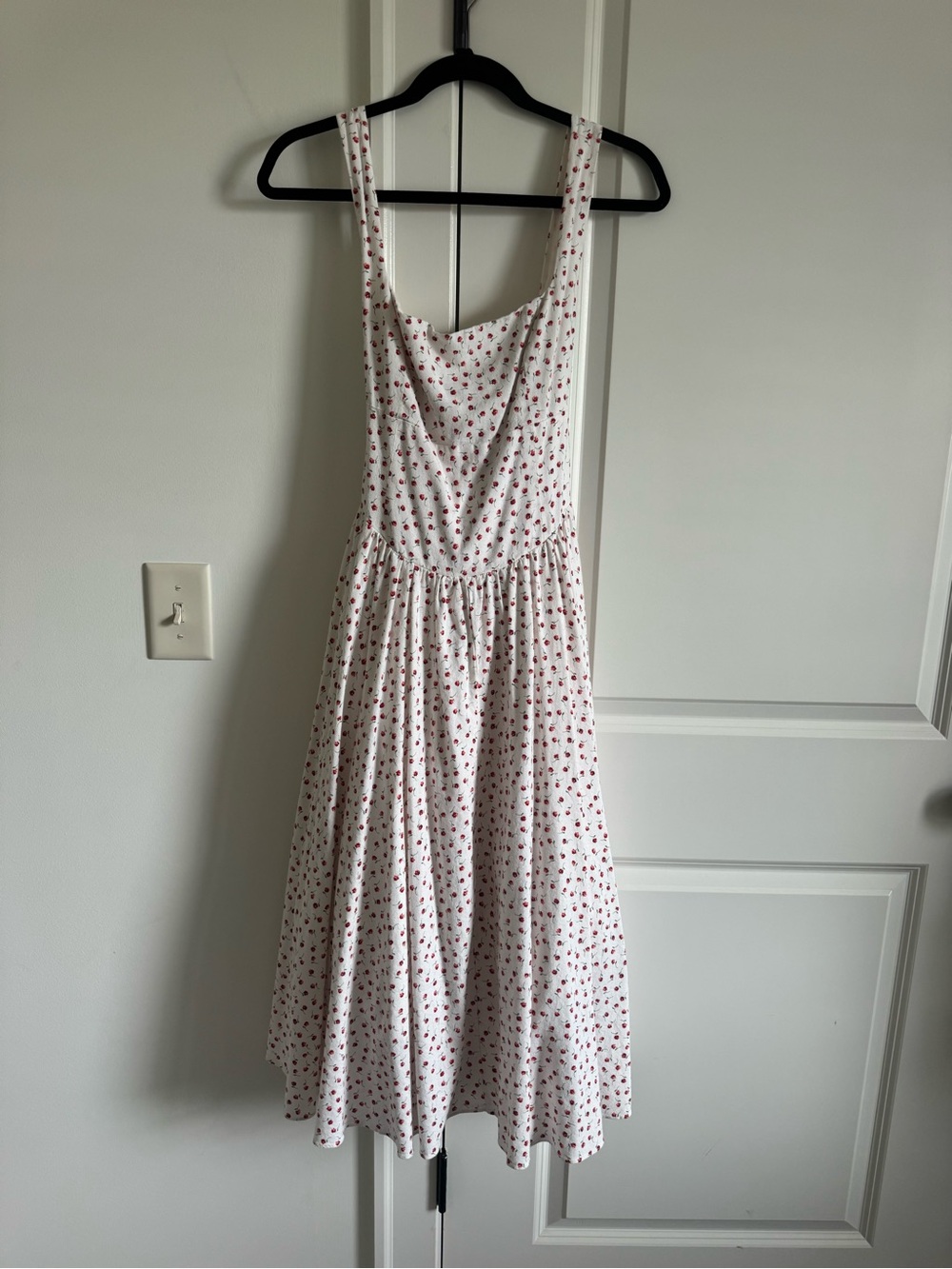 Caroline Constas White Midi Dress with Red Floral Print